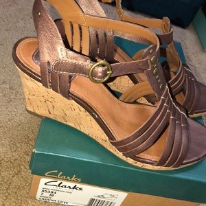 Clarks Laguna Cove Bronze Wedges